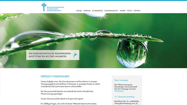 Genossenschaft: Wasserversorgung Ehrendingen | Webdesign & -programmierung | CMS-Joomla 3.x | Responsive & Mobileoptimierung | Integration Sideshows | Bildergallerie | Betreuung & Administration
